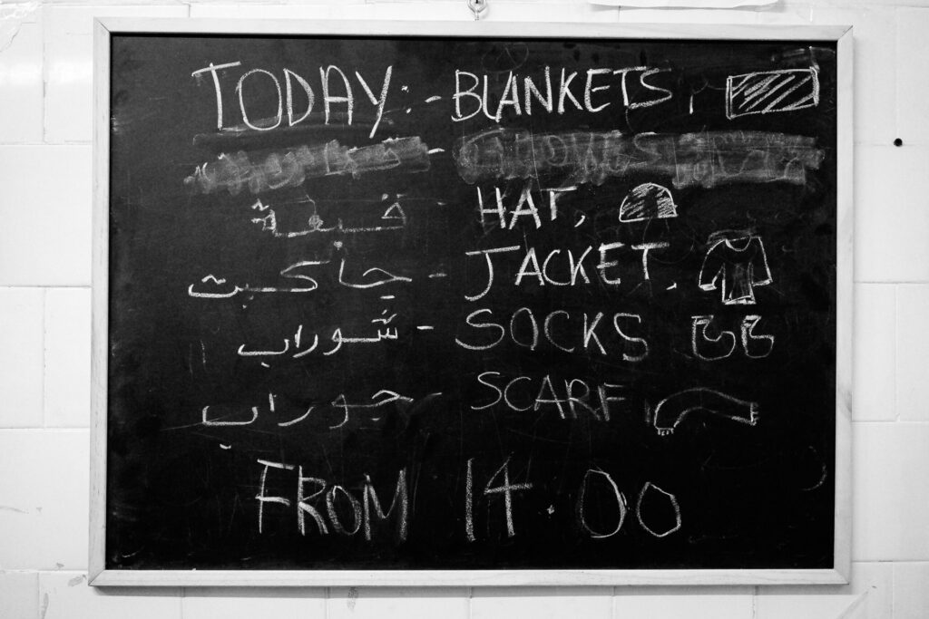 The daily menu at the volunteers’ info point.