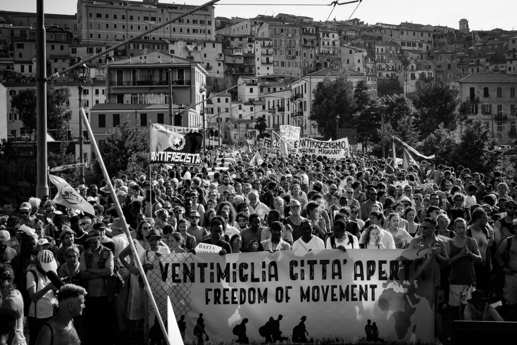 Demonstration for freedom of movement, Ventimiglia, July 14, 2018.
