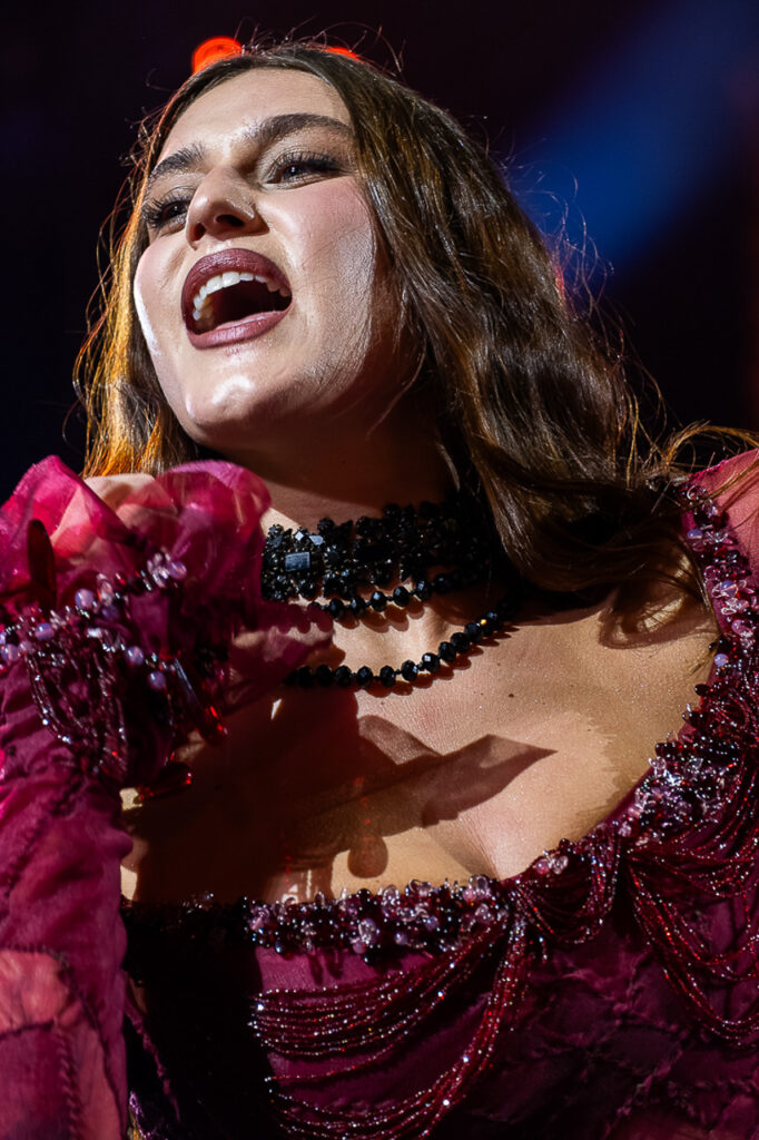 Italian singer Gaia performs on the Suzuki Stage during the 76th Sanremo Music Festival