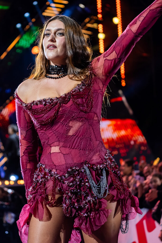 Italian singer Gaia performs on the Suzuki Stage during the 76th Sanremo Music Festival