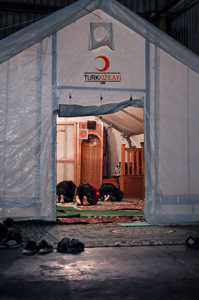The mosque in the camp may appear as a gesture of kindness, but Bosnia is simply a majority-Muslim country. Bihać, Bosnia and Herzegovina, 2019.